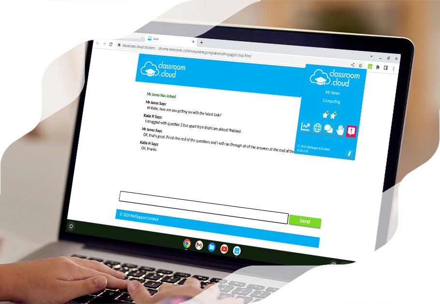 Teacher and student chat in a Chromebook classroom monitoring workflow